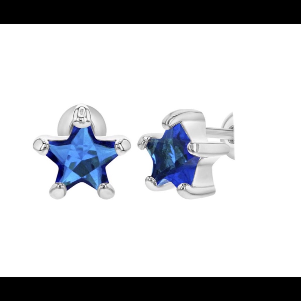 Royal Blue Sapphire Star Stud Earrings